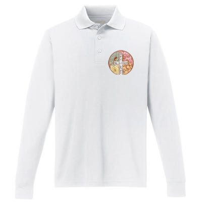 Retro Groovy He Is Risen Jesus Religious Easter Christians Performance Long Sleeve Polo