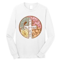 Retro Groovy He Is Risen Jesus Religious Easter Christians Long Sleeve Shirt