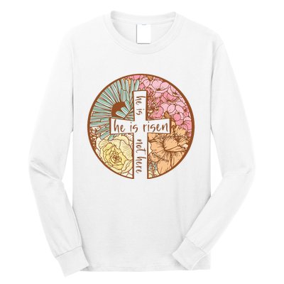 Retro Groovy He Is Risen Jesus Religious Easter Christians Long Sleeve Shirt