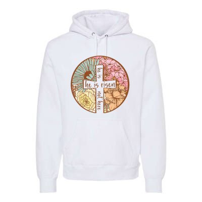 Retro Groovy He Is Risen Jesus Religious Easter Christians Premium Hoodie