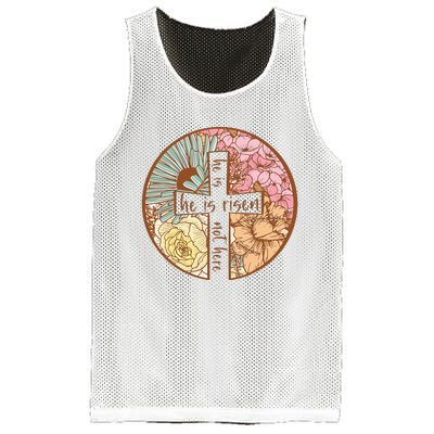 Retro Groovy He Is Risen Jesus Religious Easter Christians Mesh Reversible Basketball Jersey Tank