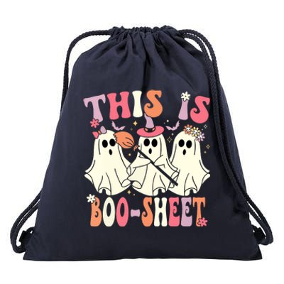 Retro Groovy Halloween Ghost This Is Boosheet Costume Gift Drawstring Bag