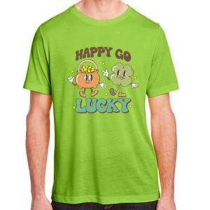 Retro Groovy Happy Go Lucky Clover Shamrock St Patrick's Day Meaningful Gift Adult ChromaSoft Performance T-Shirt