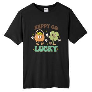 Retro Groovy Happy Go Lucky Clover Shamrock St Patrick's Day Meaningful Gift Tall Fusion ChromaSoft Performance T-Shirt