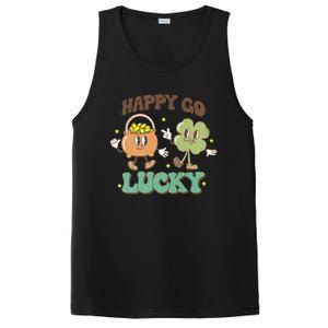 Retro Groovy Happy Go Lucky Clover Shamrock St Patrick's Day Meaningful Gift PosiCharge Competitor Tank