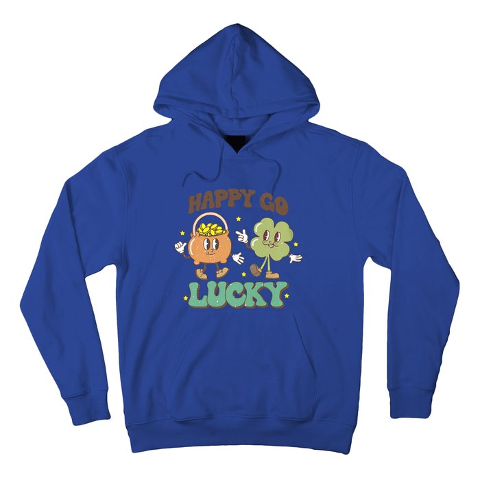 Retro Groovy Happy Go Lucky Clover Shamrock St Patrick's Day Meaningful Gift Hoodie