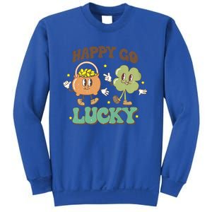 Retro Groovy Happy Go Lucky Clover Shamrock St Patrick's Day Meaningful Gift Sweatshirt