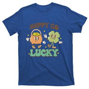 Retro Groovy Happy Go Lucky Clover Shamrock St Patrick's Day Meaningful Gift T-Shirt