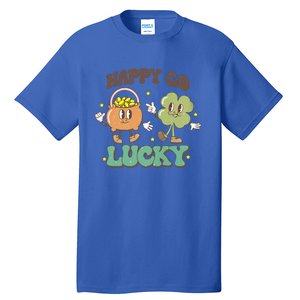 Retro Groovy Happy Go Lucky Clover Shamrock St Patrick's Day Meaningful Gift Tall T-Shirt