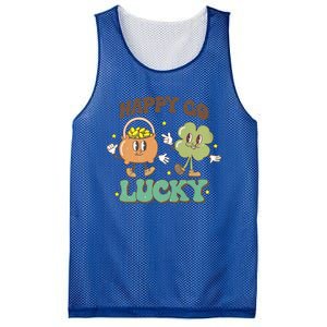 Retro Groovy Happy Go Lucky Clover Shamrock St Patrick's Day Meaningful Gift Mesh Reversible Basketball Jersey Tank