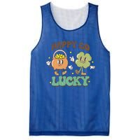 Retro Groovy Happy Go Lucky Clover Shamrock St Patrick's Day Meaningful Gift Mesh Reversible Basketball Jersey Tank