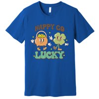 Retro Groovy Happy Go Lucky Clover Shamrock St Patrick's Day Meaningful Gift Premium T-Shirt