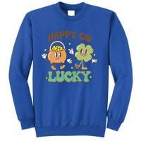 Retro Groovy Happy Go Lucky Clover Shamrock St Patrick's Day Meaningful Gift Tall Sweatshirt