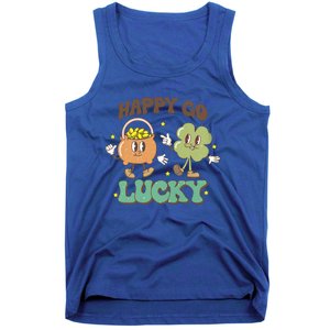 Retro Groovy Happy Go Lucky Clover Shamrock St Patrick's Day Meaningful Gift Tank Top