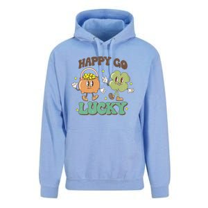 Retro Groovy Happy Go Lucky Clover Shamrock St Patrick's Day Meaningful Gift Unisex Surf Hoodie