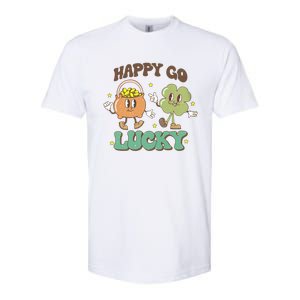 Retro Groovy Happy Go Lucky Clover Shamrock St Patrick's Day Meaningful Gift Softstyle CVC T-Shirt