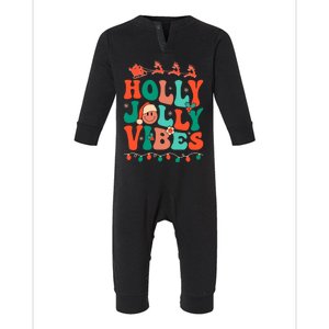 Retro Groovy Holly Xmas Jolly Vibes Christmas For Meaningful Gift Infant Fleece One Piece