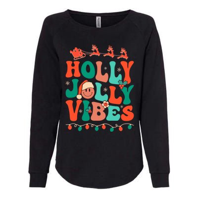 Retro Groovy Holly Xmas Jolly Vibes Christmas For Meaningful Gift Womens California Wash Sweatshirt