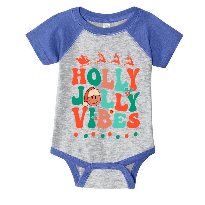 Retro Groovy Holly Xmas Jolly Vibes Christmas For Meaningful Gift Infant Baby Jersey Bodysuit