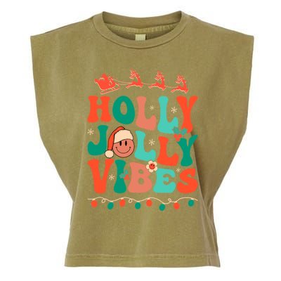 Retro Groovy Holly Xmas Jolly Vibes Christmas For Meaningful Gift Garment-Dyed Women's Muscle Tee