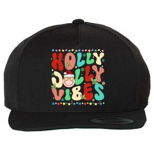 Retro Groovy Holly Xmas Jolly Vibes Christmas For Great Gift Wool Snapback Cap