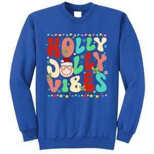 Retro Groovy Holly Xmas Jolly Vibes Christmas For Great Gift Tall Sweatshirt