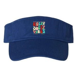 Retro Groovy Holly Xmas Jolly Vibes Christmas For Great Gift Valucap Bio-Washed Visor