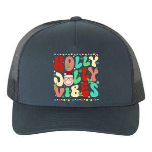 Retro Groovy Holly Xmas Jolly Vibes Christmas For Great Gift Yupoong Adult 5-Panel Trucker Hat