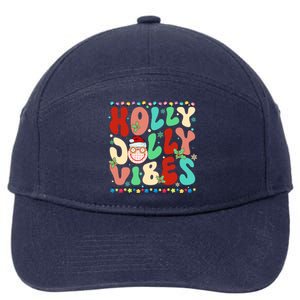 Retro Groovy Holly Xmas Jolly Vibes Christmas For Great Gift 7-Panel Snapback Hat