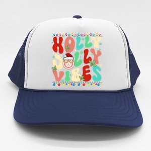 Retro Groovy Holly Xmas Jolly Vibes Christmas For Great Gift Trucker Hat