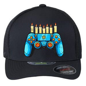 Retro Gamepad Happy Hanukkah Funny Pajama Family Matching Flexfit Unipanel Trucker Cap