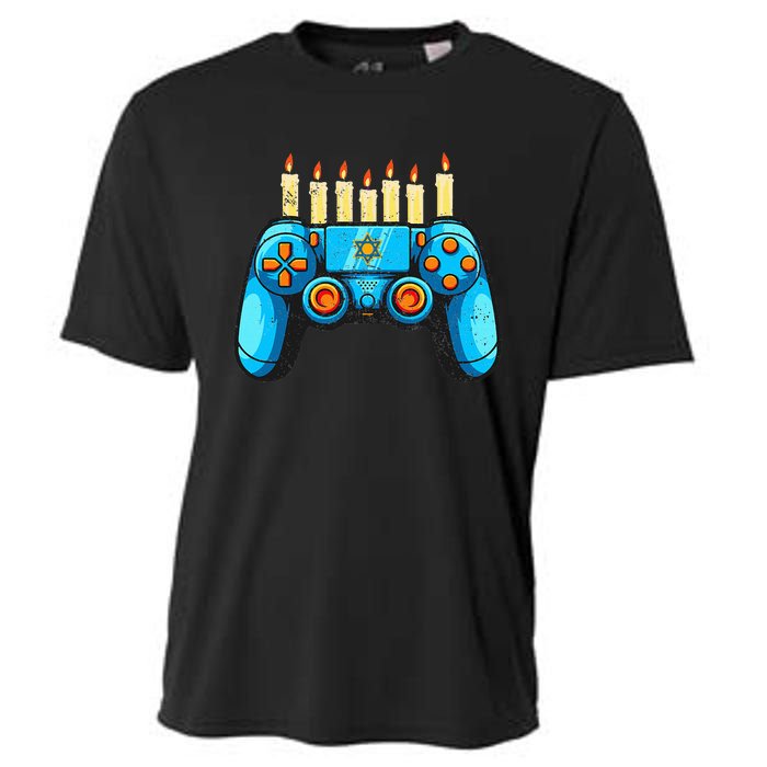 Retro Gamepad Happy Hanukkah Funny Pajama Family Matching Cooling Performance Crew T-Shirt