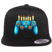 Retro Gamepad Happy Hanukkah Funny Pajama Family Matching Flat Bill Trucker Hat