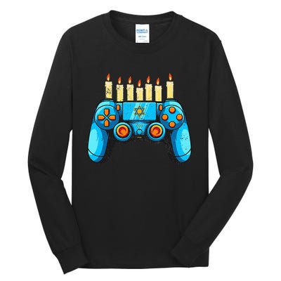 Retro Gamepad Happy Hanukkah Funny Pajama Family Matching Tall Long Sleeve T-Shirt