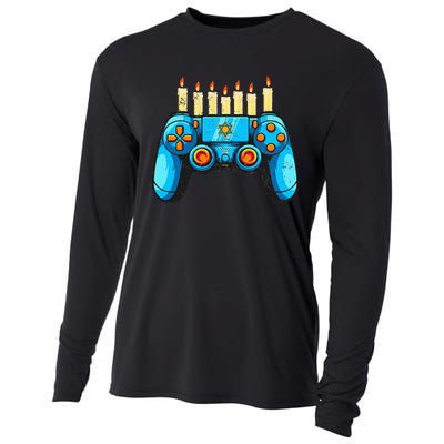 Retro Gamepad Happy Hanukkah Funny Pajama Family Matching Cooling Performance Long Sleeve Crew