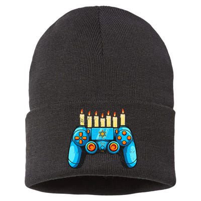 Retro Gamepad Happy Hanukkah Funny Pajama Family Matching Sustainable Knit Beanie