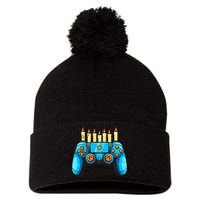 Retro Gamepad Happy Hanukkah Funny Pajama Family Matching Pom Pom 12in Knit Beanie