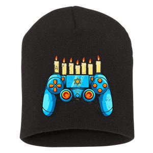 Retro Gamepad Happy Hanukkah Funny Pajama Family Matching Short Acrylic Beanie