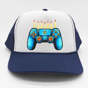 Retro Gamepad Happy Hanukkah Funny Pajama Family Matching Trucker Hat