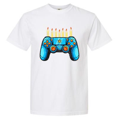 Retro Gamepad Happy Hanukkah Funny Pajama Family Matching Garment-Dyed Heavyweight T-Shirt