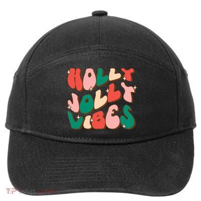 Retro Groovy Holly Xmas Jolly Vibes Christmas For Cool Gift 7-Panel Snapback Hat