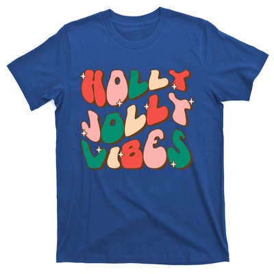 Retro Groovy Holly Xmas Jolly Vibes Christmas For Cool Gift T-Shirt