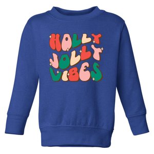 Retro Groovy Holly Xmas Jolly Vibes Christmas For Cool Gift Toddler Sweatshirt