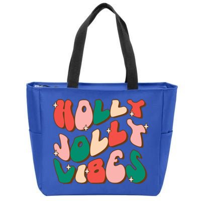 Retro Groovy Holly Xmas Jolly Vibes Christmas For Cool Gift Zip Tote Bag