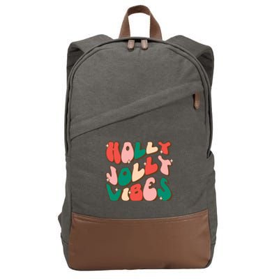 Retro Groovy Holly Xmas Jolly Vibes Christmas For Cool Gift Cotton Canvas Backpack