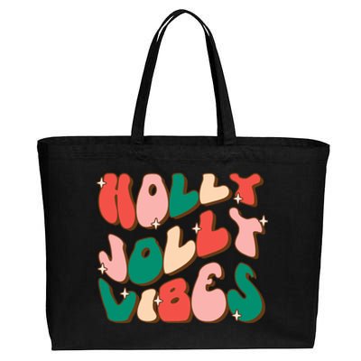 Retro Groovy Holly Xmas Jolly Vibes Christmas For Cool Gift Cotton Canvas Jumbo Tote