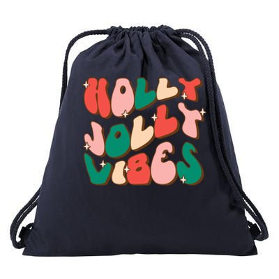 Retro Groovy Holly Xmas Jolly Vibes Christmas For Cool Gift Drawstring Bag