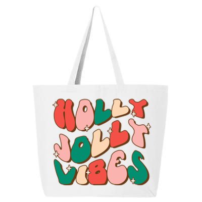 Retro Groovy Holly Xmas Jolly Vibes Christmas For Cool Gift 25L Jumbo Tote