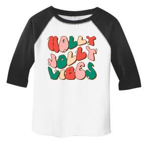 Retro Groovy Holly Xmas Jolly Vibes Christmas For Cool Gift Toddler Fine Jersey T-Shirt