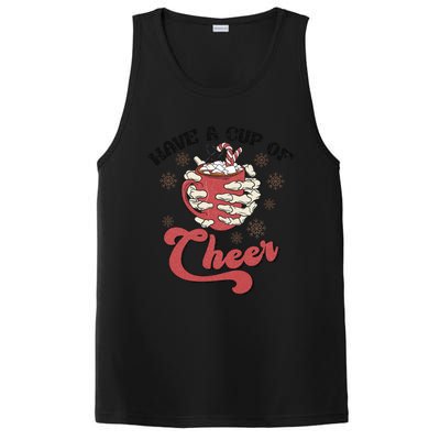 Retro Groovy Have A Cup Of Cheer Christmas Skeleton Coffee Great Gift PosiCharge Competitor Tank